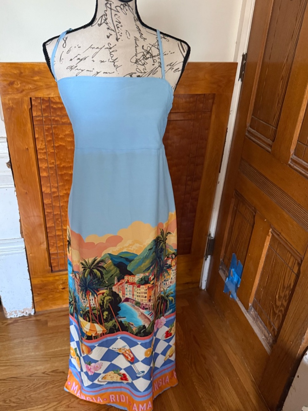 Paper Heart Light Blue Tropical-Print Maxi Dress NWT XL